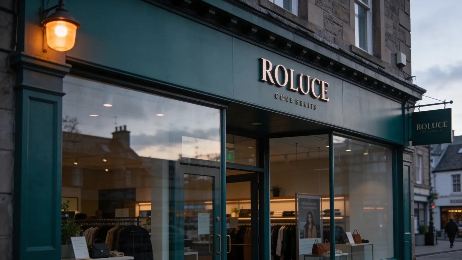 A clean retail shopfront on a Scottish high street